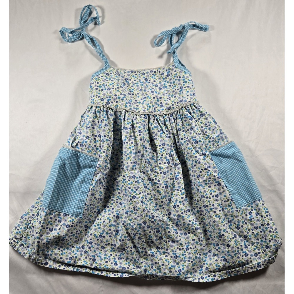 Zoey Girl's Blue Floral Tie- Strap Dress - Size 4
